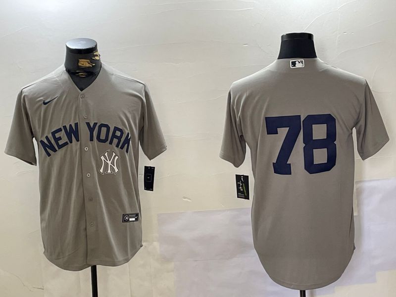 Men New York Yankees #78 No Name Grey Game 2024 Nike MLB Jersey style 4